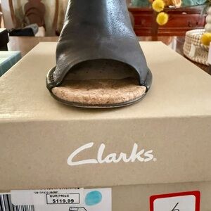Clarks Women's Black Leather Mules
